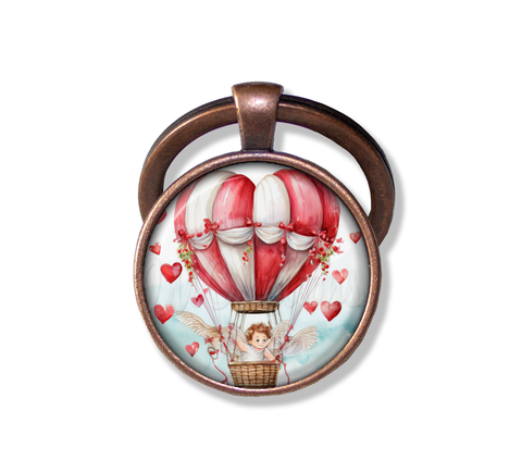 Hot Air Balloon Cupid and Hearts