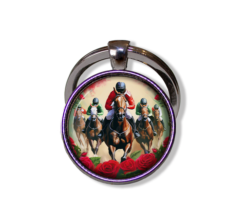 Vintage Jockey Horse Racing Red Roses