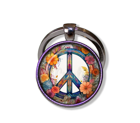 Boho Floral Peace Symbol