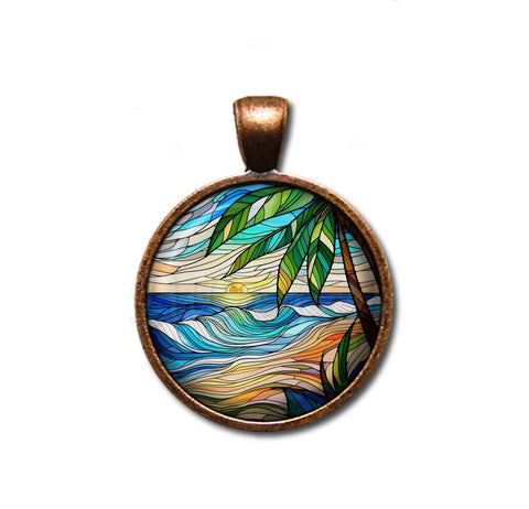 Faux Stained Glass Wavy Ocean
