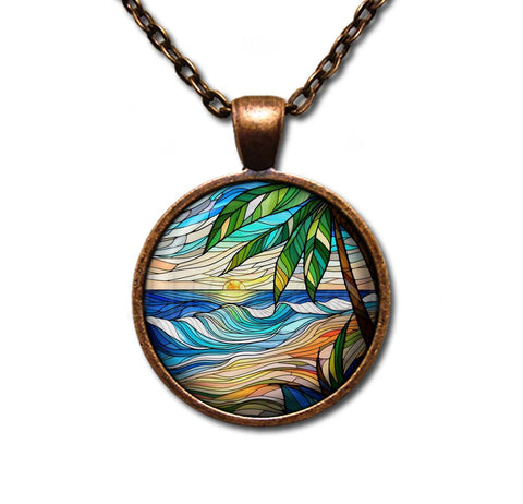 Faux Stained Glass Wavy Ocean