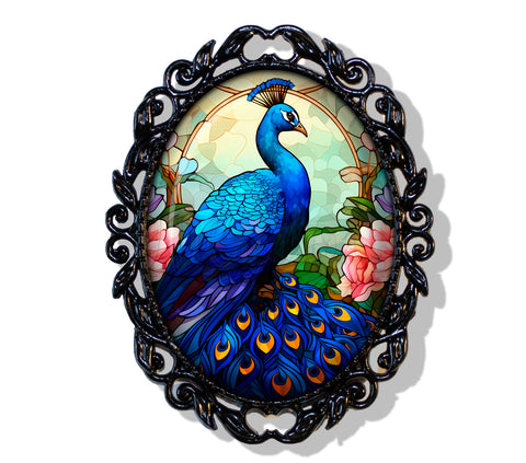 Exquisite Faux Stained Glass Peacock