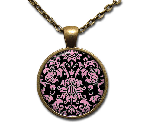 Damask Pink Black
