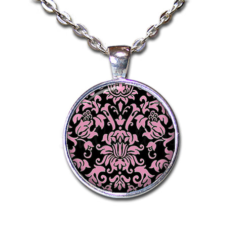 Damask Pink Black