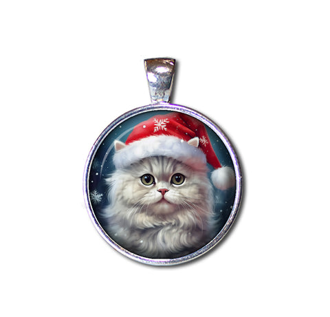 Cute Persian Cat with Santa Hat