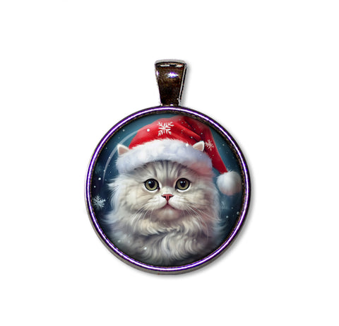 Cute Persian Cat with Santa Hat