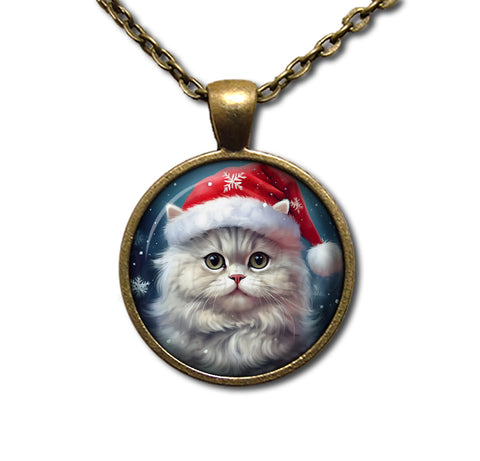 Cute Persian Cat with Santa Hat