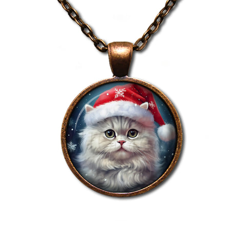 Cute Persian Cat with Santa Hat
