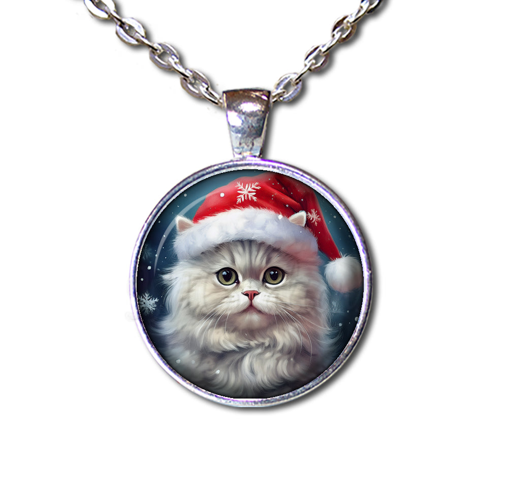 Cute Persian Cat with Santa Hat