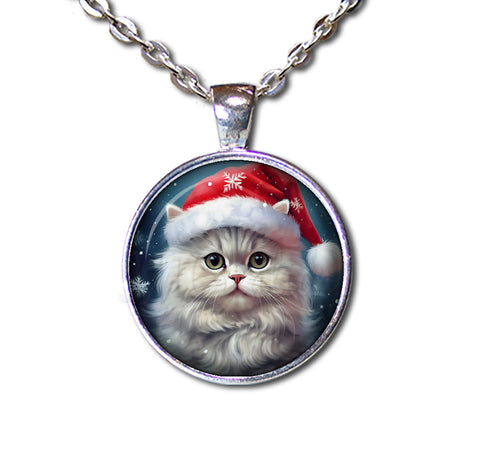 Cute Persian Cat with Santa Hat