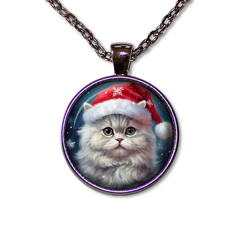 Cute Persian Cat with Santa Hat