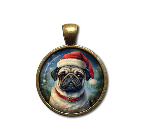 Cute Pug Dog with Santa Hat