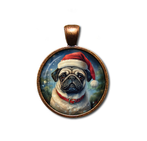 Cute Pug Dog with Santa Hat
