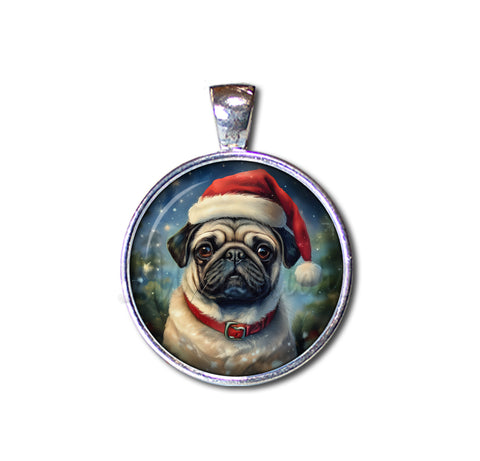 Cute Pug Dog with Santa Hat