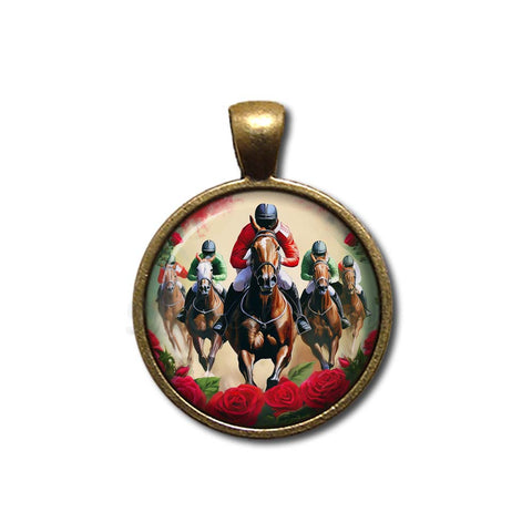 Vintage Jockey Horse Racing Red Roses