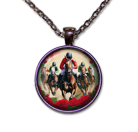 Vintage Jockey Horse Racing Red Roses