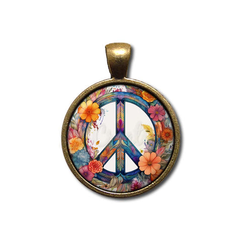 Boho Floral Peace Symbol