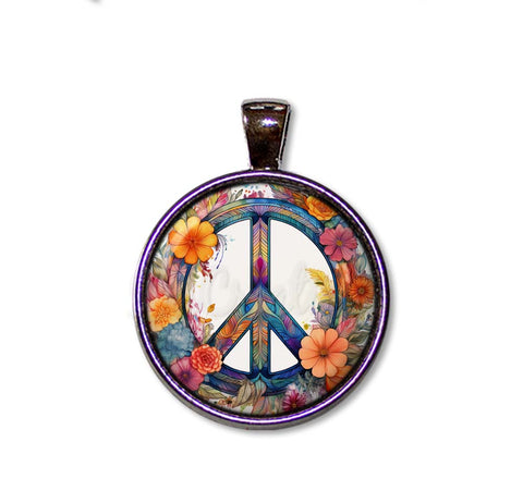 Boho Floral Peace Symbol