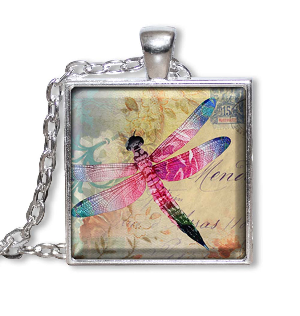 Blue Pink Winged Dragonfly