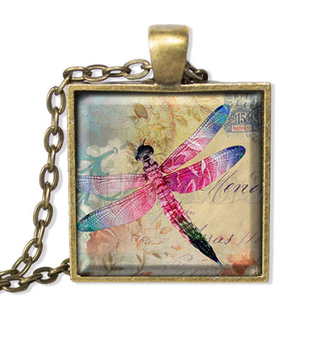 Blue Pink Winged Dragonfly