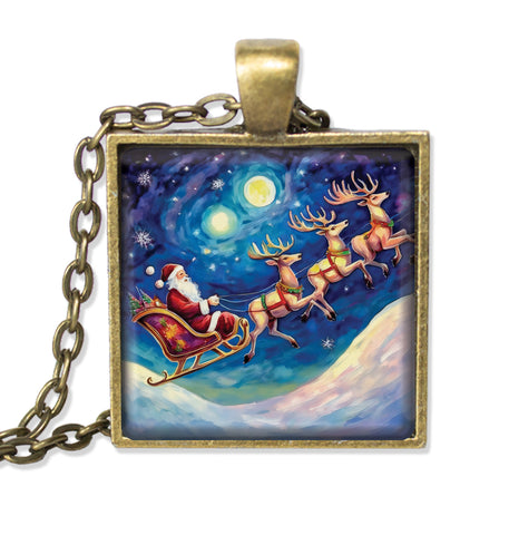 Santa on Sleight with Reindeer