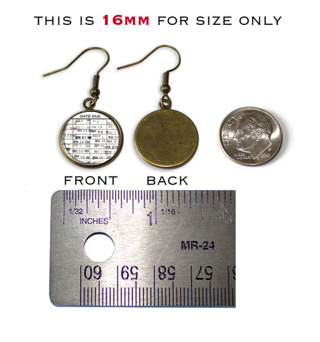 Retro Library Due Date Card  [earrings]