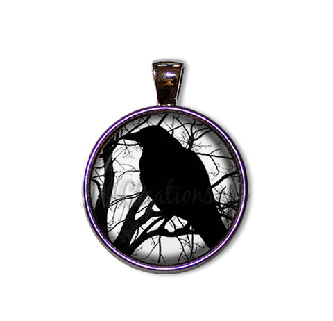 Perched Black Raven Silhouette