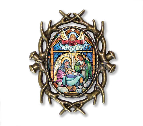Lovely Faux Stained Glass Motif Nativity