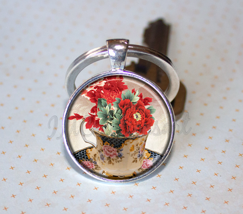 Tea Cup with Red Florals