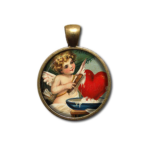 A Vintage Cupid Polishing Heart