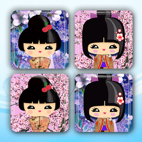Kokeshi Dolls Cherry Blossoms