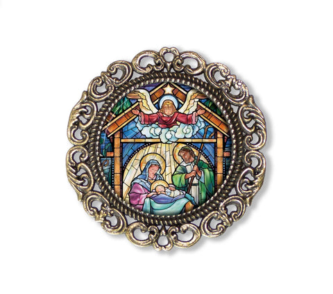 Faux Stained Glass Motif Nativity