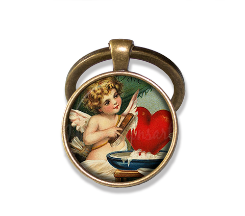 A Vintage Cupid Polishing Heart